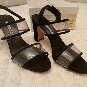 Manolo Blahnik Black and Clear Sandals